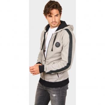 Skull Rider - Sudadera de hombre Old Skull de algodón orgánico con capucha y cremallera