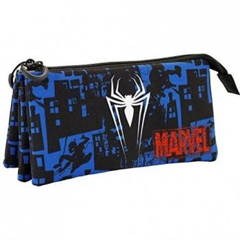 Spiderman Sky-Estuche Portatodo Triple Fan, Azul