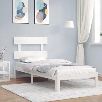Cama solar sin colchón 90x200 cm madera maciza pino blanca con cabecero