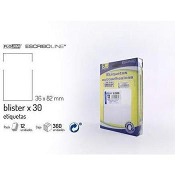 360 Etiquetas Adhesivas - Blanco 36 x 82 mm.