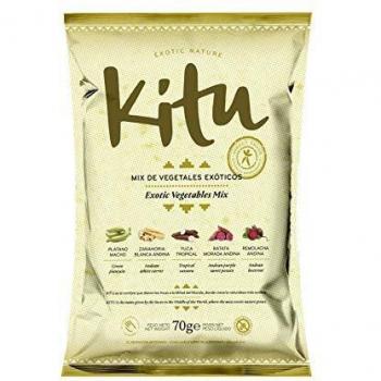 Kitu Snack- Caja de 24 unidades. Mix de vegetales exóticos saludables sin alérgenos, 70 gr