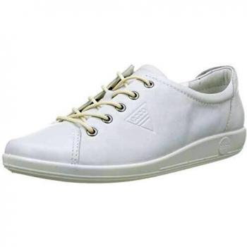 Ecco Women's Soft 2.0 Retro Lace-Up Sneakers - Casual Leather Shoes in Silver/White