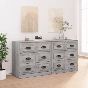 Aparador de madera contrachapada en color gris Sonoma, conjunto de 2 piezas, mueble de almacenaje para salón, buffet y armario auxiliar