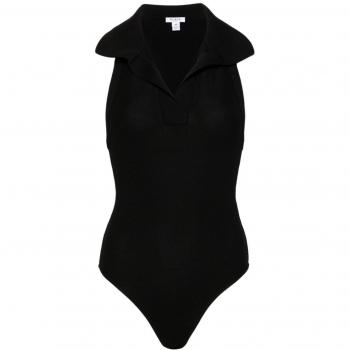 Alaïa Women's Black Sleeveless Polo Bodysuit, Size S