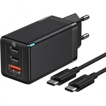 Baseus - Cargador de 65 W, con tecnología GAN, USB con Cable de Carga rápido USB C de 100 W, Adaptador