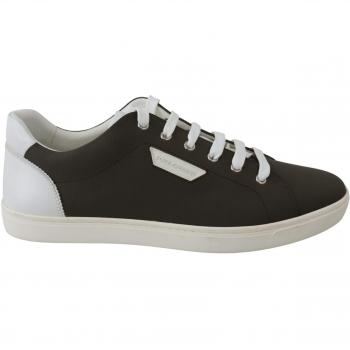 Dolce & Gabbana White Green Leather Low Top Sneakers - EU39.5/US6.5