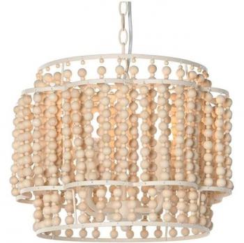Lámpara de Techo Home ESPRIT Blanco Marrón claro Madera Metal 25 W 38 x 38 x 29 cm
