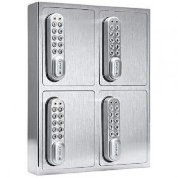 masunt key safe 1420 E Code | innovative online code assignment from a distance | electronic key safe made of solid AISI 304 stainless steel | 4 compartments | burglar-proof | weatherproof