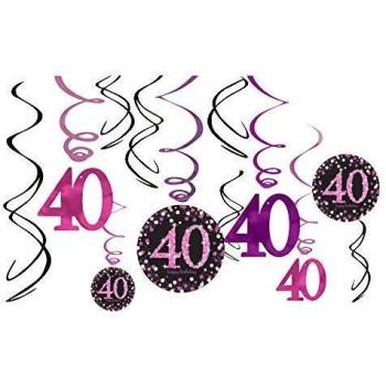 Amscan 9900605 decoraciones de remolino de celebración de 40º