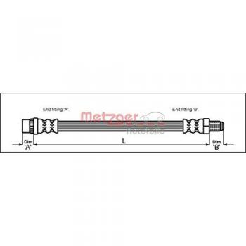 Latiguillo de freno flexible Metzger 4111105 para Citroen, Fiat, Lancia y Peugeot (compatible con Expert I Van, Jumpy I Van y C8 II)