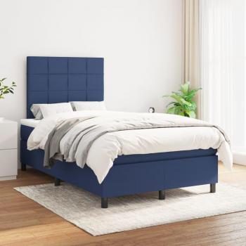 Cama box spring con colchón de tela azul 120x200 cm