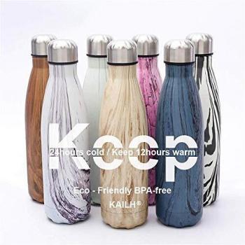 KAILH Doble Pared con Aislamiento de Botella Agua de Acero Inoxidable, Botella Agua Gimnasio, Botella Agua Deportiva, para Niños, Deporte, Oficina, Yoga, Ciclismo, Eco-Friendly & sin BPA, 500ml