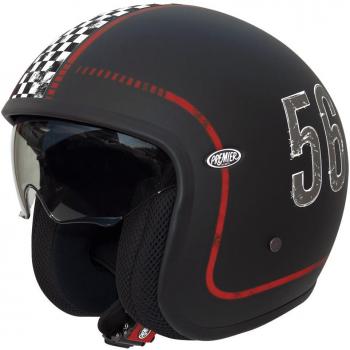 Premier Jet - Casco de motocicleta, diseño vintage, color negro mate