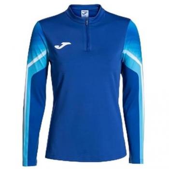 Sudadera de running Joma Elite XI mujer royal blanco con media cremallera, color azul rey y blanco, talla M