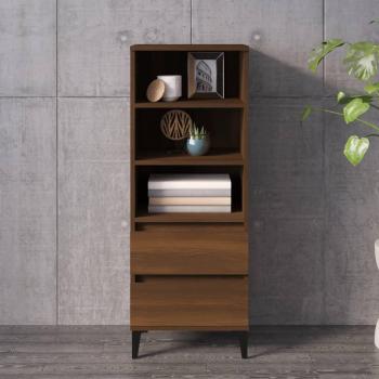Aparador alto de madera contrachapada en color roble marrón, dimensiones 40x36x110 cm, fabricado en madera multicapa