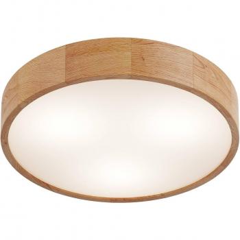 Plafón cilíndrico de roble natural, Ø 47 cm, 3x E27