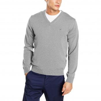 GANT Superfine Lambswool V-Neck Sweater, Suéter para Hombre, Gris