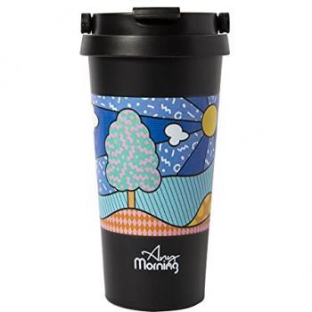 Taza de viaje de acero inoxidable Any Morning, aislante al vacío de doble pared, a prueba de derrames, base antideslizante, 500 ml