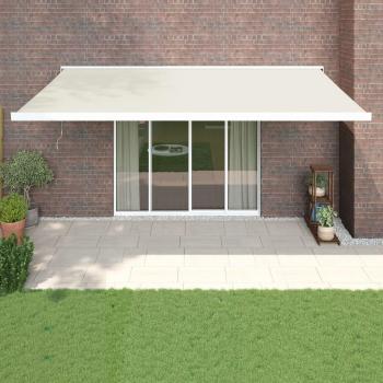 Toldo retráctil de aluminio y tela color crema 5x3 m