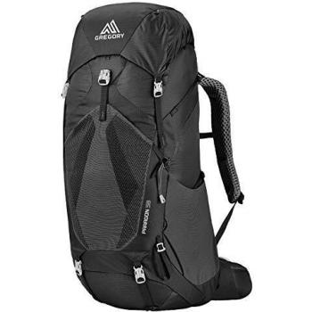 Mochila de alpinismo Gregory Paragon 58 L Negra con capacidad de 58 litros, sistema de suspensión ajustable, panel trasero ventilado, múltiples compartimentos y bolsillos, correas para el esternón y cinturón