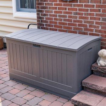 Suncast 757L Resin Deck Box - Stone Grey, 5' x 3', Extra Large, 800 Litre, Gray Plastic, 58 in. W x 32 in. D, 200 gal