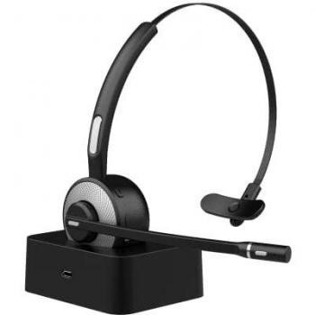 AsiaLONG Auriculares inalámbricos Noise Cancelling Bluetooth Headset Auriculares con Micrófono con hasta Dos Dispositivos Bluetooth