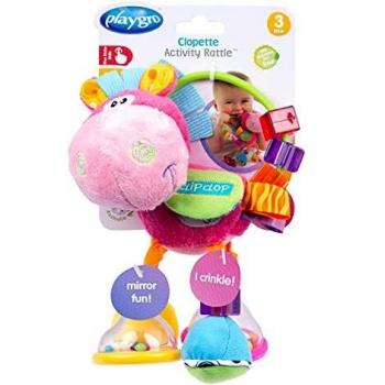 Playgro Sonajero Multiactividades Caballo, Desde los 3 Meses, Sin BPA, Playgro Toy Box Pferd Clip Clop, Rosa/Multicolor, 40143