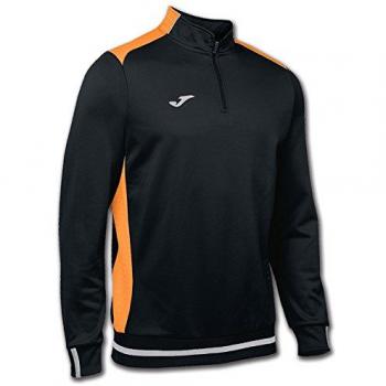 Joma - Sudadera Campus II 1/2 Cremallera Royal para Hombre, Negro-Naranja Fluor - 150, XL
