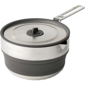 Olla Plegable de Acero Inoxidable Sea to Summit Detour 1.8L con Opción de Vertido, Color Gris