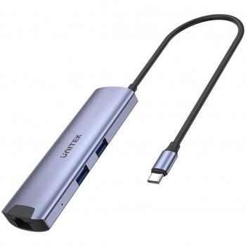 Unitek Active Hub USB-C 5Gbps, HDMI RJ-45 PD 100W