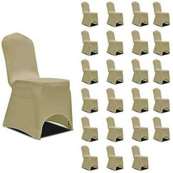 vidaXL 24x Funda de Silla Elástica de Asiento Comedor Spandex Salón Restaurante Bar Hotel Lavable Extraíble Cubiertas Protectoras Crema