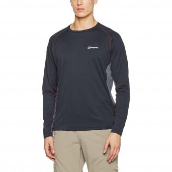 Berghaus hombres cuello redondo camiseta de Tech de manga larga T-Shirt, hombre, color Black/Carbon