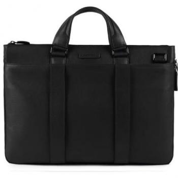 Piquadro Modus Leather Briefcase with 42 cm Laptop Compartment - Black