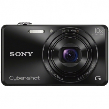 Cámara Compacta Sony DSCWX220B Cyber-Shot de 18.2 MP con Pantalla de 2.7, Zoom Óptico 10x, WiFi, NFC y Full HD - Color Negro