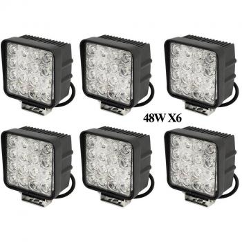 6 focos LED SLPRO® de trabajo de 48 W, 3800 lumen, temperatura de color de 6000K, protección IP67, luces de marcha atrás para tractor o excavadora