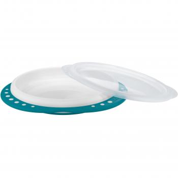NUK 10255104 Easy Learning - Plato para aprender a comer con tapa, asas y apoyo antideslizante