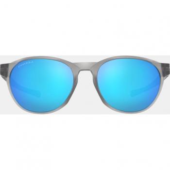 Oakley Reedmace Round-Frame Blue Tinted Sunglasses - Gray Unisex, Size: ONE SIZE, Male, Size: 54 MM, Matter Grey Ink/Prizm Sapphire