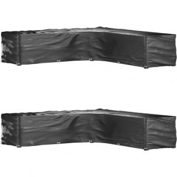 Cubierta para muebles de jardín 2 piezas, forma de L, 20 ojales, dimensiones 300x300x70 cm, color negro