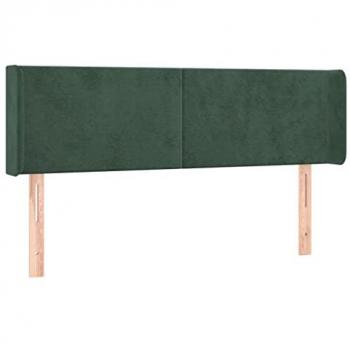 Cabecero con LED de terciopelo verde oscuro 147x16x78/88 cm
