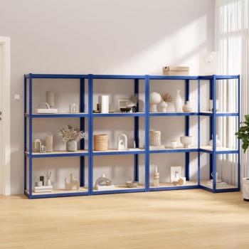 vidaXL 4-Layer Shelves 4 pcs Blue Steel & Engineered Wood