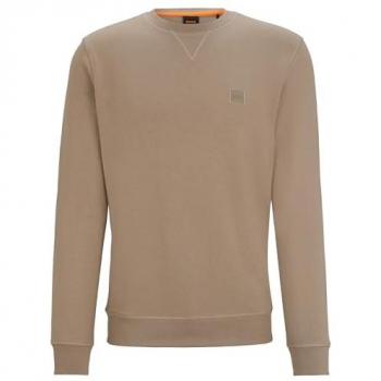 Boss Orange Westart Men's Crew Neck Sweatshirt with Logo Patch - Open Brown 246 - XXL