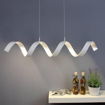 Lámpara colgante LED Helix blanco-plata 80cm con suspensión integrada