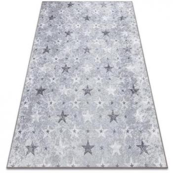 Alfombra Lavable Antideslizante para Niños Estrellas Gris 80x150 cm