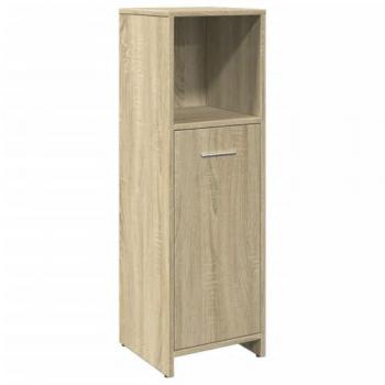 Armario de baño Sonoma roble 30x30x95 cm madera contrachapada, 3 compartimentos y 1 puerta