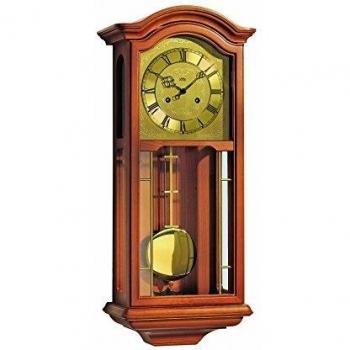 Reloj de Pared Mecánico AMS R651/9, Caja de Madera en Color Madera de Aliso, Diseño Elegante para Comedor y Sala de Estar