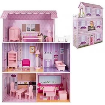 WOOMAX- Casa de muñecas de madera, 80 x 112 x 31 cm
