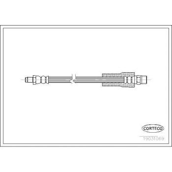 Latiguillo de freno CORTECO 19031069 - manguera flexible de freno, fabricado en goma resistente, con conectores metálicos, longitud específica para instalación en vehículos, cumple con normativas de seguridad y calidad