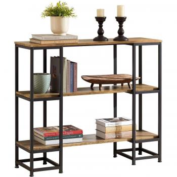 Mesa de Entrada Recibidor Mesa de Consola SoBuy FSB33-F con 3 niveles, estructura de metal, dimensiones 110 x 35 x 96 cm, color madera natural
