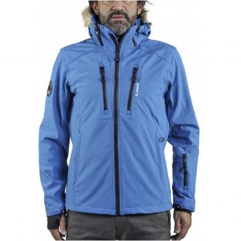Peak Mountain Casada Men's Softshell Jacket with Faux Fur - Navy