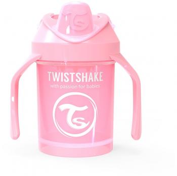 Twistshake Mini Cup Vaso de Aprendizaje para Beber con Antiderrame Boquilla de Blanda 230 ml, Taza de Entrenamiento para Sorber para Bebé y Mezclador de Frutas, Sin BPA, 4+ Meses, Rosa Pastel